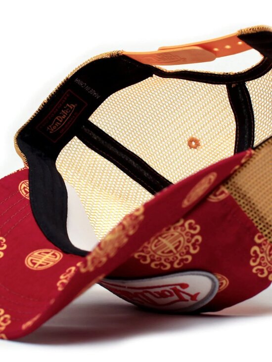 Vintage 2000s Trucker Hat Deadstock Premium Zen Oval Logo Cap Burgundy Gold NWOT